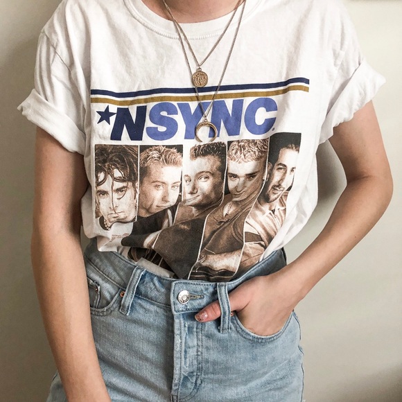 Tops - *NSYNC WHITE GRAPHIC LINEUP TEE